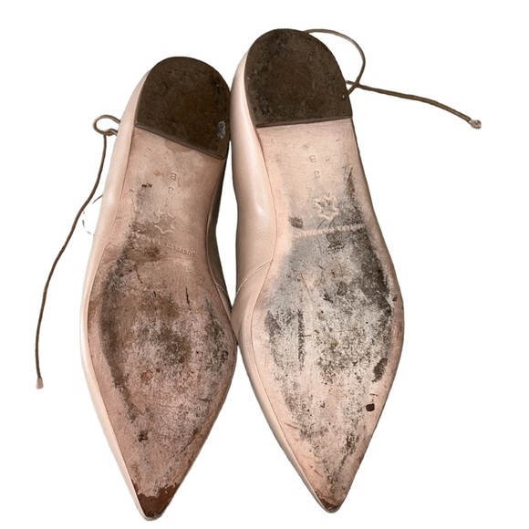 Loeffler Randall Ambra Nude Lace-Up Ankle Wrap Leather Ballet Flats - 8 - Picture 15 of 16